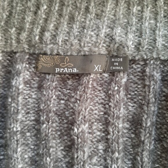 prAna Green Yarn Knit Snap Button Tunic Sweater XL Mock Neck - Picture 7 of 7